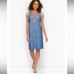 Talbots Blue Embroidered Midi Dress